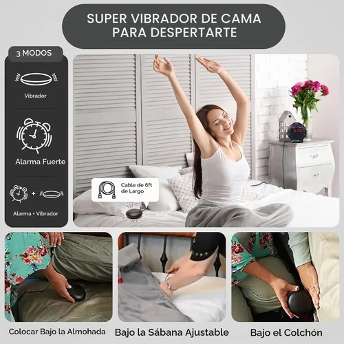 Vista 4 de Despertador Sonic Alert SBJ525ss Sonic Bomb Jr., negro/rojo