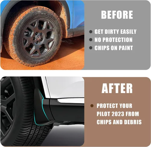 Vista 5 de Muslogy para Honda Pilot 2023 2024 2025 Guardabarros Protectores contra salpicaduras para parachoques delanteros y traseros Accesorios Guardabarros