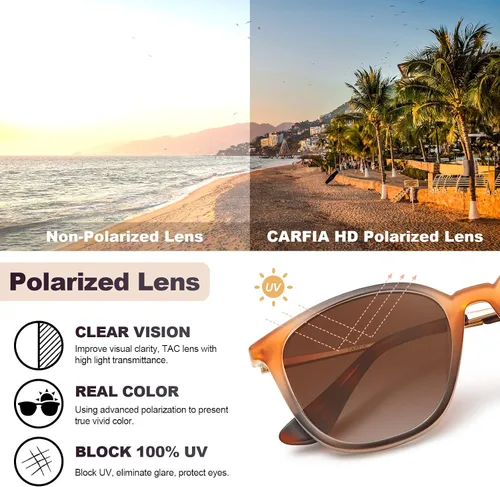 Vista 4 de CARFIA Gafas de sol vintage para mujer, polarizadas, protección UV, estilo clásico retro, CA5100