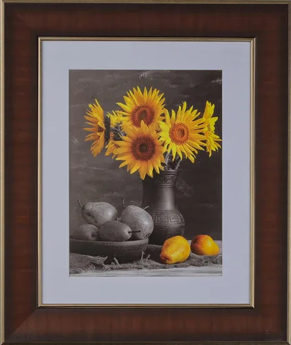 Vista 2 de Marco de fotos moderno de 3 1/8 pulgadas, color cereza y dorado de 4 x 6 pulgadas, para pared, poliestireno contemporáneo 1604. Marcos de 4 x 6