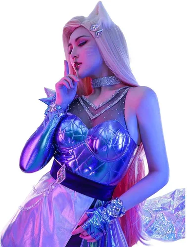 Vista 2 de miccostumes Traje de cuero para mujer, disfraz de cosplay con cinturón y accesorio para el cuello