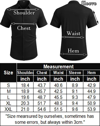 Vista 6 de COOFANDY Camisa casual con botones para hombre, de manga corta, sin arrugas