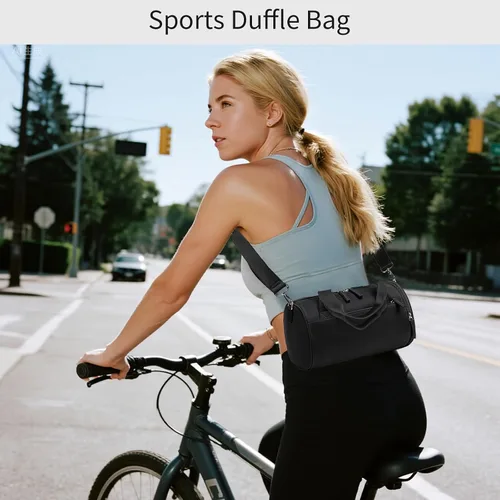 Vista 7 de Mini bolsa de gimnasio para mujeres y niñas, bonita bolsa de lona pequeña de 12 pulgadas con bolsillos multifuncionales, bolsas deportivas