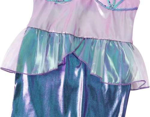 Vista 5 de AmzBarley Disfraz de sirena para niñas pequeñas, disfraz de princesa de cumpleaños, Halloween, cosplay, con accesorios