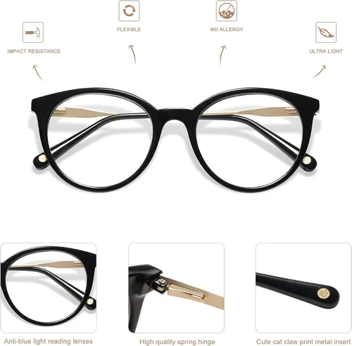Vista 3 de AMOMOMA Round Reading Glasses for Women Readers AM6055