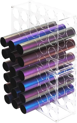 Vista 10 de Almacenamiento de rollos de vinilo de 20 agujeros para sala de manualidades, soporte de rollo de vinilo para hasta 20 rollos de vinilo