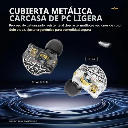 Vista 8 de CCZ NC02 - Monitores intraurales, auriculares con cable para juegos, graves profundos con cable sin micrófono, auriculares intrauditivos IEM de alta