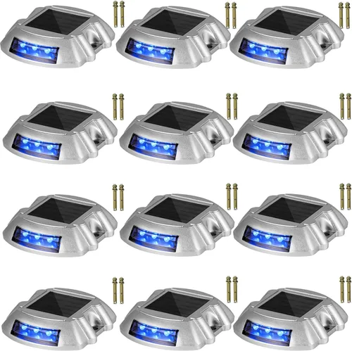 Vista 12 de VEVOR Paquete de 16 luces solares para entrada con botón de interruptor, luces de cubierta impermeables, muelle inalámbrico, 6 LED para advertencia
