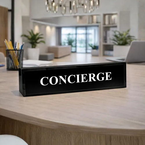 Vista 5 de Concierge 2 x 8 pulgadas acrílico negro - Accesorios de escritorio de oficina Decoración