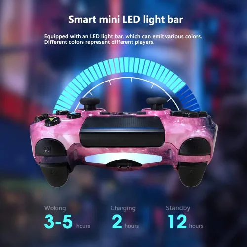 Vista 5 de Controlador inalámbrico para PS4, controlador de juego de doble choque de alto rendimiento, compatible con Playstation4ProSlimPC con almohadilla
