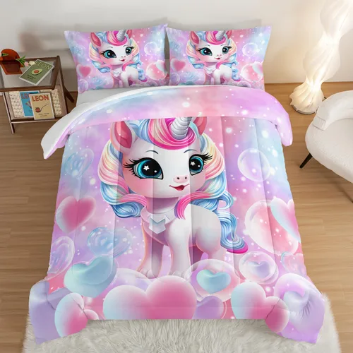 Vista 10 de Juego de edredón de mariposa HOSIMA con 2 fundas de almohada, edredón de galaxia con cielo estrellado lunar, decoración de habitación de mariposas