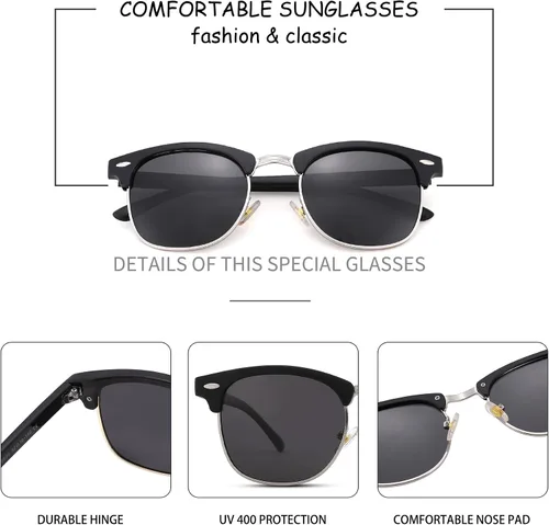 Vista 2 de Pro Acme Gafas de sol polarizadas clásicas sin montura con remaches metálicos