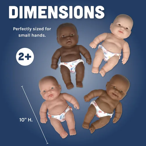 Vista 6 de Constructive Playthings 10 Inch Multi-Cultural Baby Dolls, Set of 4