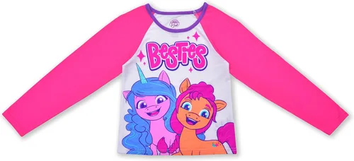 Vista 2 de My Little Pony Moonbow and Sunny Girls Long Sleeve Shirt and Jogger Set for Little and Big Kids PinkWhite