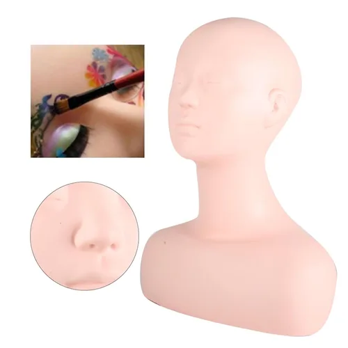 Vista 5 de Cabeza de maniquí de práctica de maquillaje, cabeza de práctica de tacto suave, modelo de práctica de micro cuchilla, para pestañas, injerto