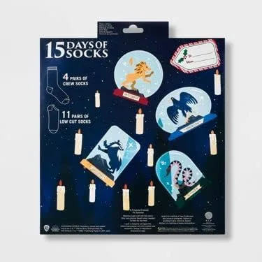 Vista 4 de Harry Potter Calendario de Adviento de 15 días de calcetines, 4-10 para mujer, Azul
