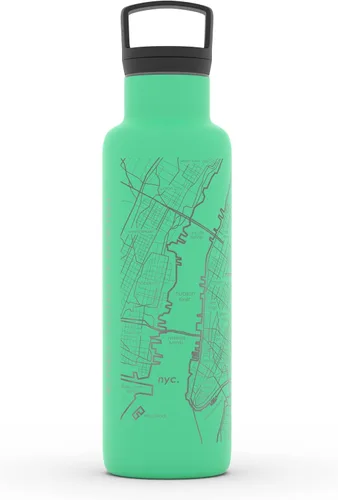 Vista 171 de Well Told Botella de agua aislada con mapa de Washington DC grabado, botella de acero inoxidable grabada (21 onzas, blanco) botella aislada de mapa