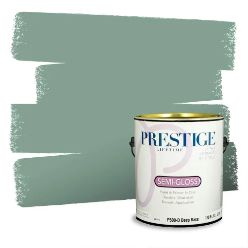 Vista 9 de Prestige Paints - Pintura exterior e imprimación en uno, 1 galón, plano, compatibilidad comparable con el color menta «Whipped Mint» de Behr