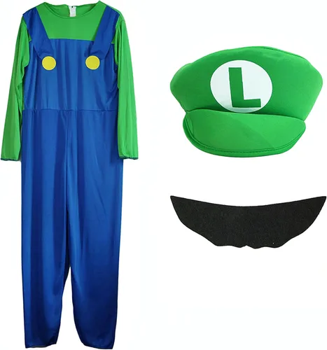 Vista 3 de ZHJIGD Disfraz de Super Brothers para cosplay, disfraz de Halloween, carnaval, unisex, para hombres, mujeres, adultos, niños, adolescentes