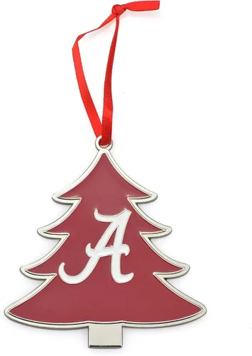 Vista 16 de Alabama Crimson Tide Circle Logo Árbol en forma de adorno de Navidad de metal
