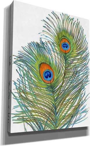 Vista 2 de Epic Graffiti 'Vivid Peacock Feathers I' por Tim O'Toole, lienzo para pared, 12 x 16 pulgadas