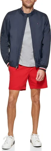 Vista 26 de Tommy Hilfiger Chaqueta bomber ligera Varsity de punto acanalado para hombre Verde militar
