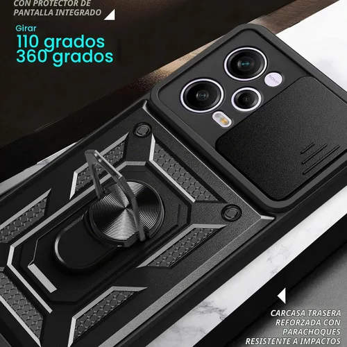 Vista 9 de CCSmall Funda para Xiaomi Redmi Note 12 Pro+ con cubierta deslizante para Funda resistente para teléfono con protección contra caídas de grado Negro
