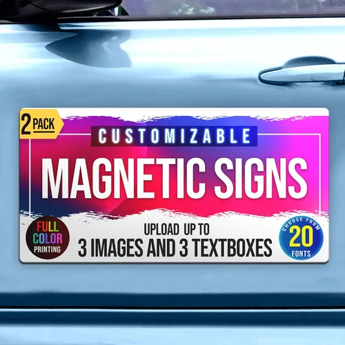 Vista 8 de Letreros magnéticos personalizados de 12 x 24 pulgadas a todo color para negocios y publicidad, imanes de vinilo personalizados de 30 mil