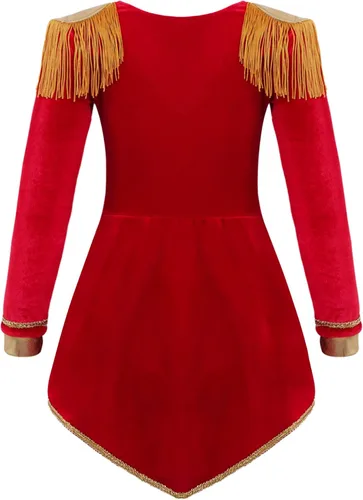 Vista 2 de JEEYJOO Disfraz de maestro de anillos de circo para niñas y niñas, vestido de leotardo con lentejuelas y leotardo
