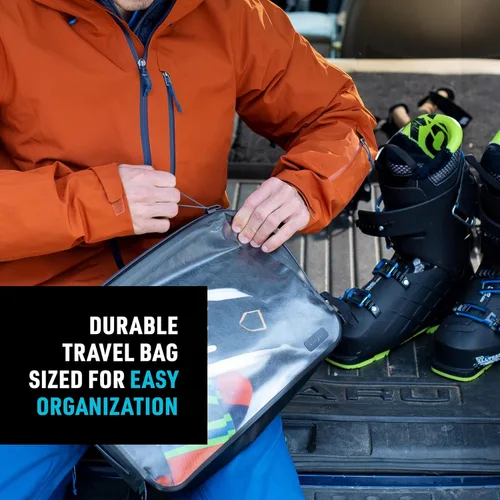 Vista 4 de Nite Ize RunOff Cubo de embalaje impermeable, cubo de embalaje impermeable para viajes, bolsa de viaje seca con compresión, carbón, grande