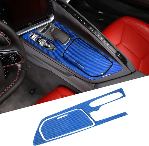 Vista 10 de Cubierta de fibra de carbono suave para panel de consola central compatible con Chevrolet Corvette C8 2020-2024, caja de almacenamiento de consola
