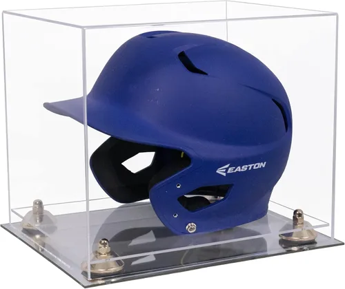 Vista 46 de Better Display Cases Vitrina acrílica para casco de bateo de béisbol con espejo, elevadores rosados, montaje en pared y base de espejo (V22/A012)
