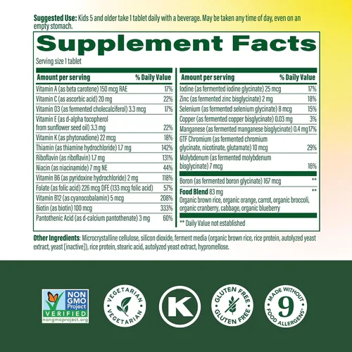 Vista 2 de MegaFood Kids One Daily - Vitaminas para niños - Con vitamina B, vitamina C, vitamina D y zinc - Suplemento de salud ósea y apoyo inmunológico - Sin