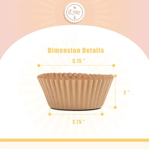 Vista 2 de qiqee 300 unidades de forros para magdalenas jumbo naturales forros para muffins de tamaño jumbo tazas para hornear de papel de tamaño jumbo sin