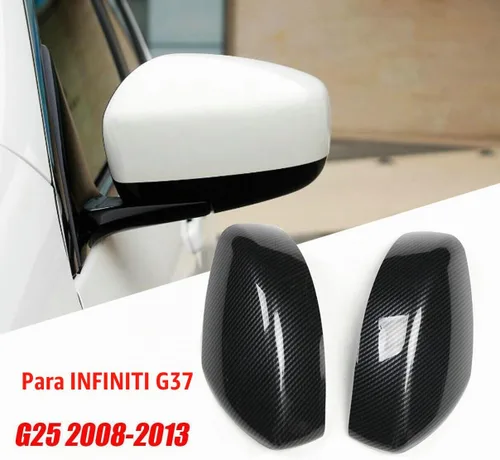 Vista 5 de Par de espejo retrovisor lateral tapa cubierta Trim para Infiniti G37 2008 Fibra de carbono