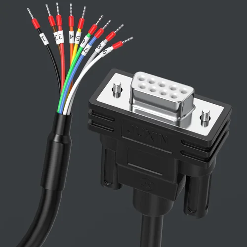 Vista 4 de Cable de extensión serie DB9 de 10 pies, DB9 hembra a cable desnudo con marcador de cable 26AWG, los 9 cables de núcleo equipados con tubos