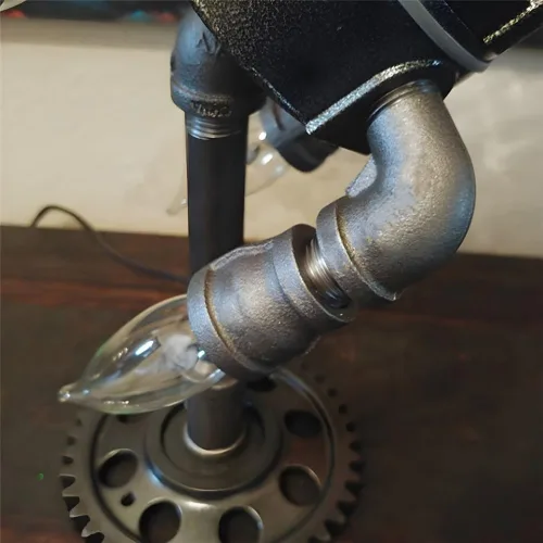 Vista 7 de Lámpara de escritorio estilo cohete industrial vintage, mesita de noche, mesa de noche, acabado de bronce claro, 4 luces de propulsión + lámpara