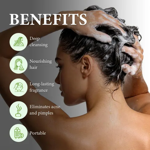 Vista 4 de Barra de champú sólido de limón en forma de rompecabezas, control de aceite y refrescante para cabello normal a graso, aroma crujiente y limpio, sin