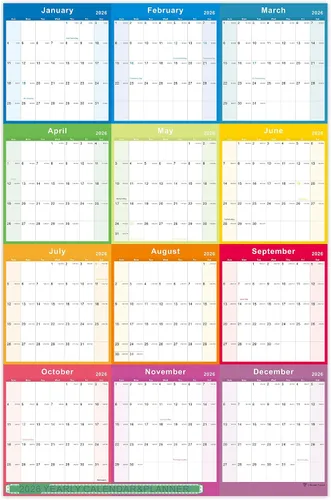 Vista 14 de Vibrant Focus Calendario anual de pared, calendario de pared anual 2026-2027 y planificador con papel grueso, julio 2026 a junio 2027, XL, 34.7 x
