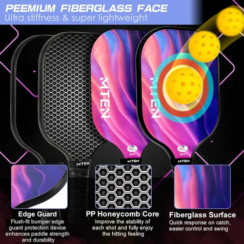 Vista 3 de Pickleball Paddles Set of 2 or 4, or Single Paddle – USAPA Approved Fiberglass Surface Pickleball Rackets Set for Men & Women