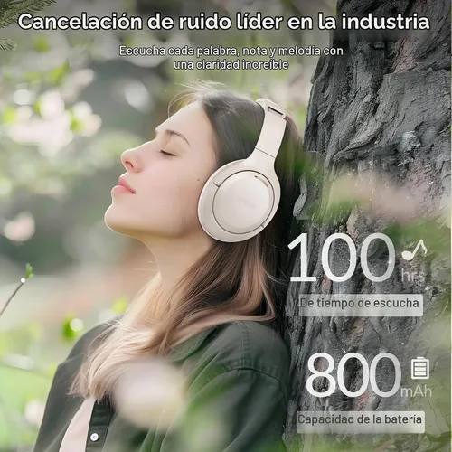 Vista 5 de LORELEI QC60 - Auriculares híbridos con cancelación activa de ruido, auriculares Bluetooth inalámbricos sobre la oreja con micrófono, 60H