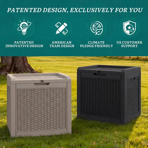 Vista 8 de [Usado] YITAHOME Caja de cubierta para exteriores de 35 galones, caja de almacenamiento impermeable con cerradura, contenedor de almacenamiento