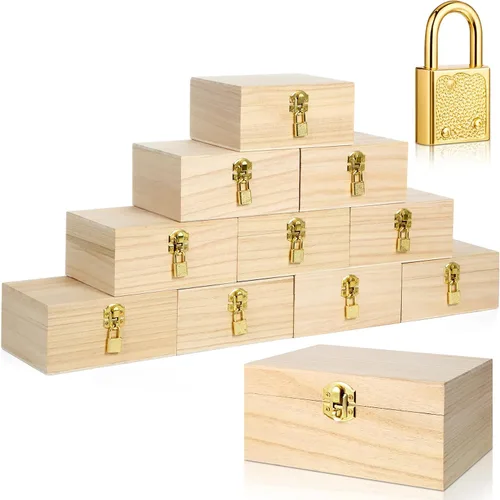 Vista 9 de CroBlissful Juego de 12 cajas de madera sin terminar de 4.7 x 3.2 x 3.2