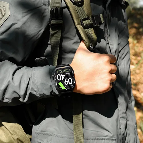 Vista 10 de Relojes inteligentes militares para hombre (responder/hacer llamadas) con potente linterna de 1.96 pulgadas HD, reloj inteligente táctico al aire