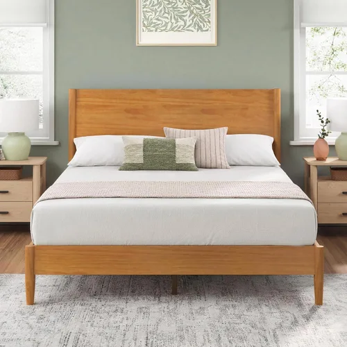 Vista 11 de Zinus Allen - Marco de cama de madera de mediados de siglo, tamaño Espresso