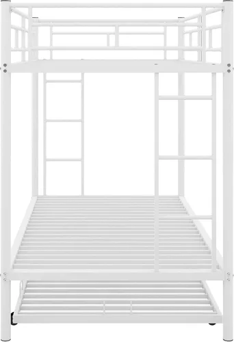 Vista 5 de Bellemave Litera individual sobre cama individual con nido, marco de cama de metal con escalera y rieles de seguridad para niños, niñas, niños