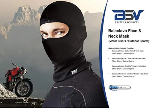Vista 4 de Pasamontañas de algodón de lujo para la cara y el cuello máscara de motociclistadeportes al aire librecuello polaina - All Season Black
