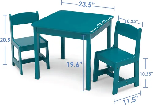 Vista 2 de Delta Children - MySize - Juego de mesa y 2 sillas de madera para niños, ideal para artes y manualidades, meriendas, educación en casa, tareas