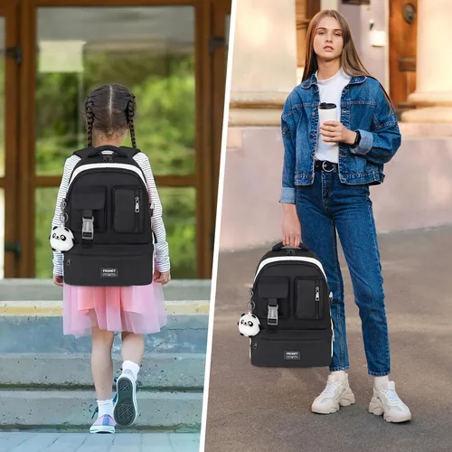 Vista 2 de FRONET Mochila para niñas y niños, mochila de viaje para hombres y mujeres, mochila escolar para estudiantes, adolescentes, niños, mochila