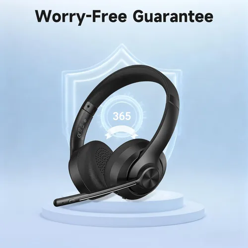 Vista 7 de AOC Wireless Headset with Mic for Work, Bluetooth 5.4 Computer Headphones. with USB-A Dongle, Clear Call Mic, 30H Battery, One-Touch Mute, Great